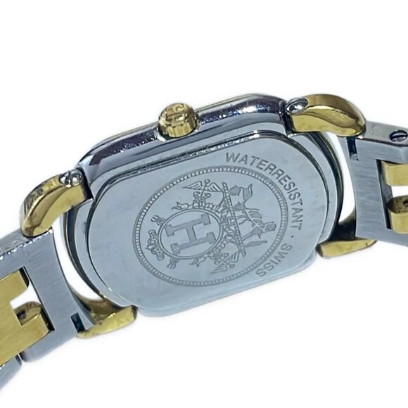 Auth HERMES Larry - 6***** Silver Gold Women's Wrist Watch - Picture 3 of 5